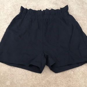Navy paper bag shorts
